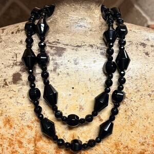 Jay King Necklace Sterling Silver and Black Onyx Multi Shape 34 Inches DTR